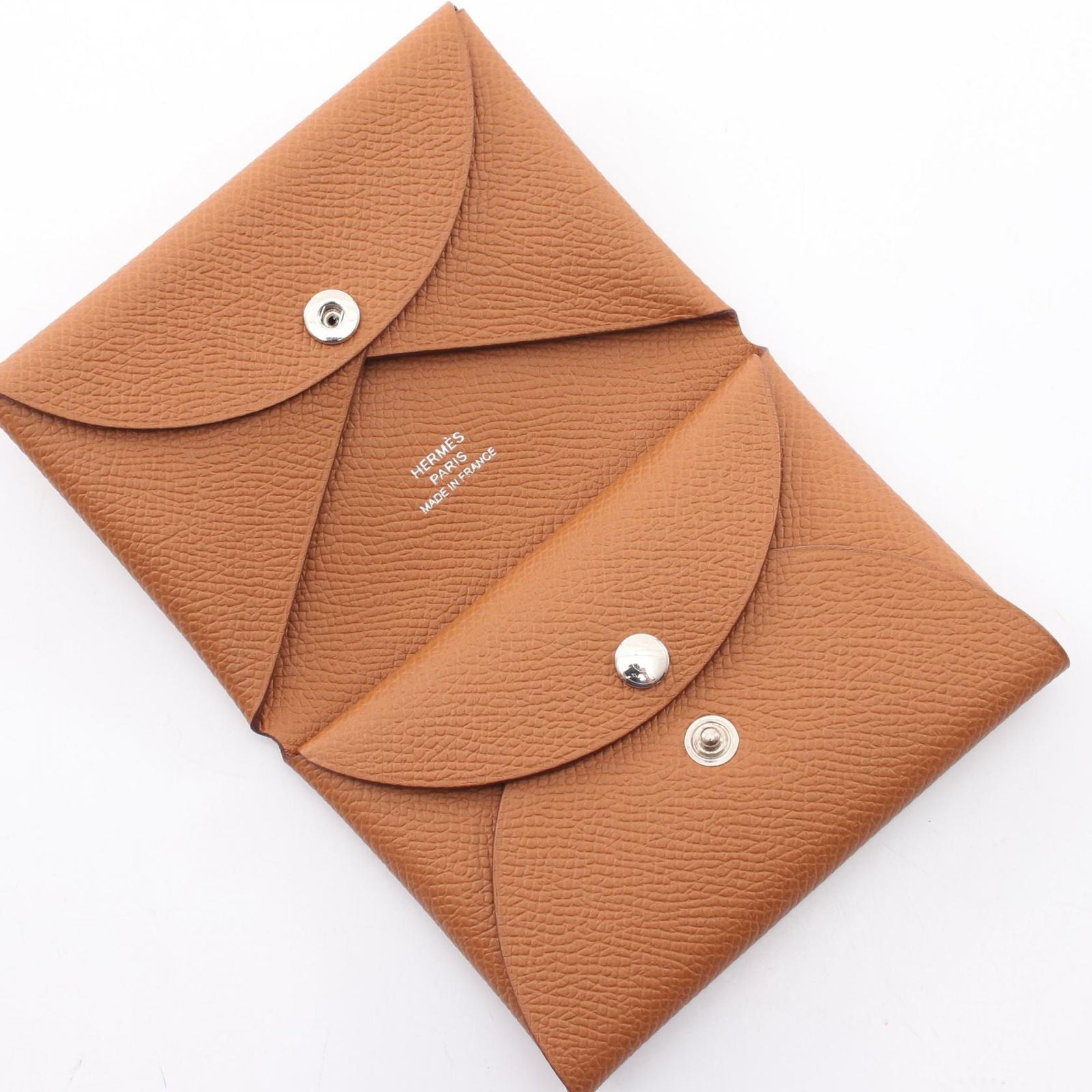 Hermes Coin Case Calvi Duo Gold Leather — view 3