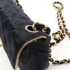 Chanel Shoulder Bag Mini Quilted Black Fabric Leather Mini Chain — view 8