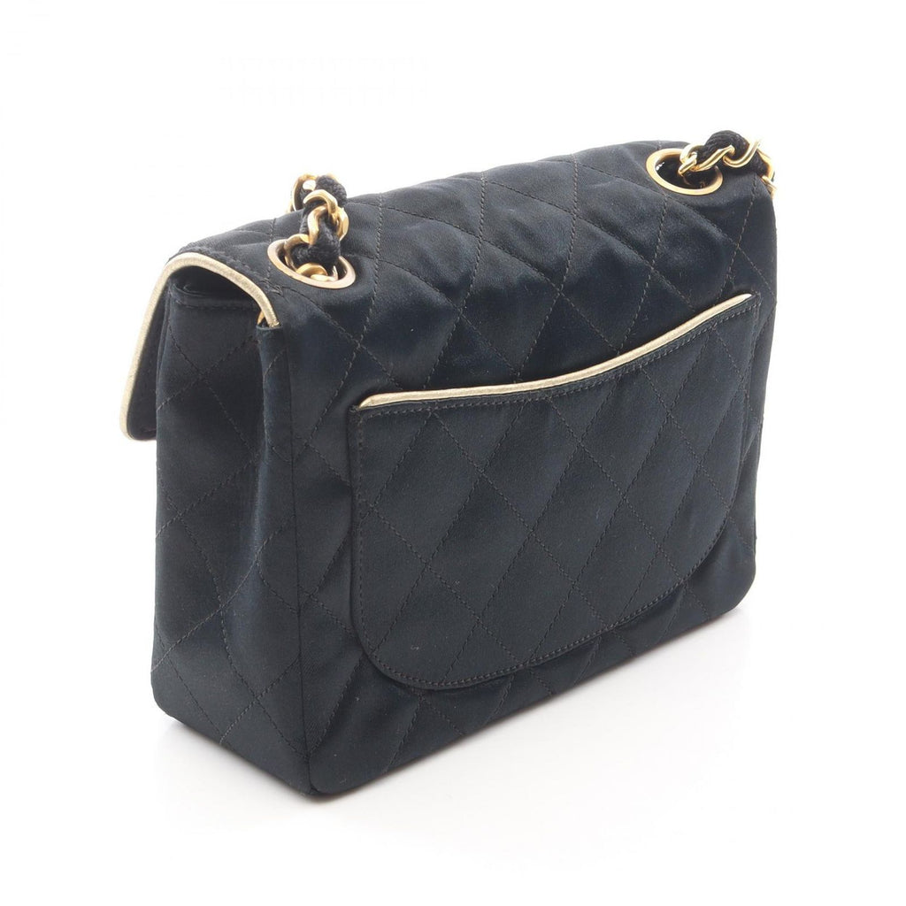 Chanel Shoulder Bag Mini Quilted Black Fabric Leather Mini Chain — view 2