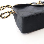 Chanel Shoulder Bag Mini Quilted Black Fabric Leather Mini Chain — view 6