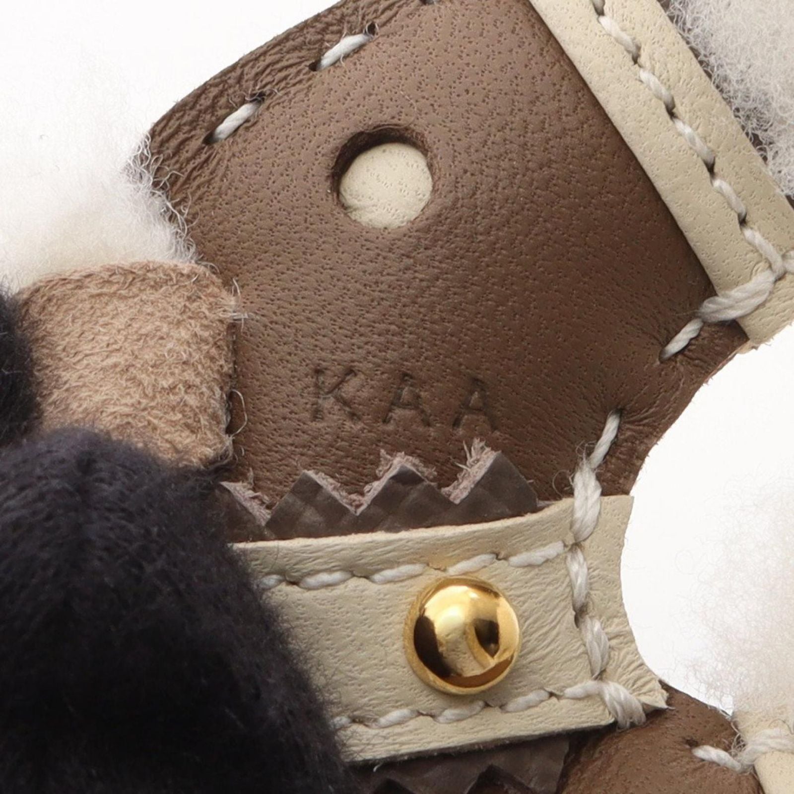 Hermes Charm Buddy Etoupe Cles Shearling Epi Keychain — view 4