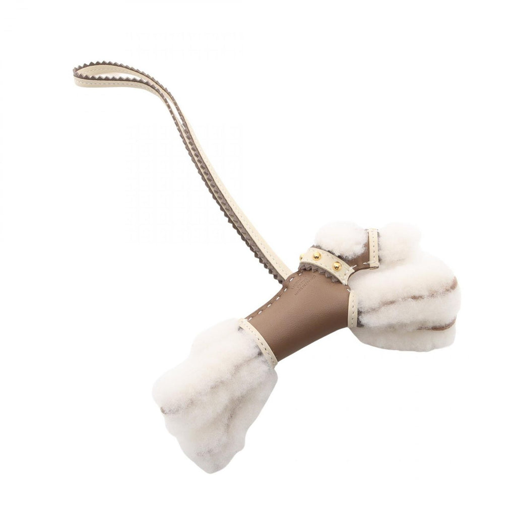 Hermes Charm Buddy Etoupe Cles Shearling Epi Keychain — view 2
