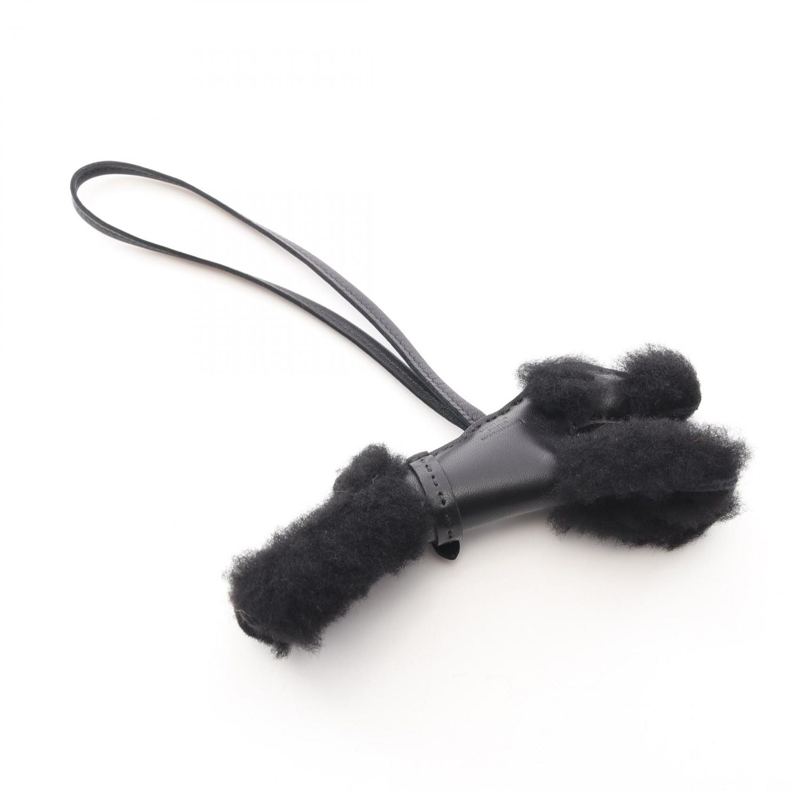Hermes Charm Buddy Black Shearling Studs Keychain — view 2