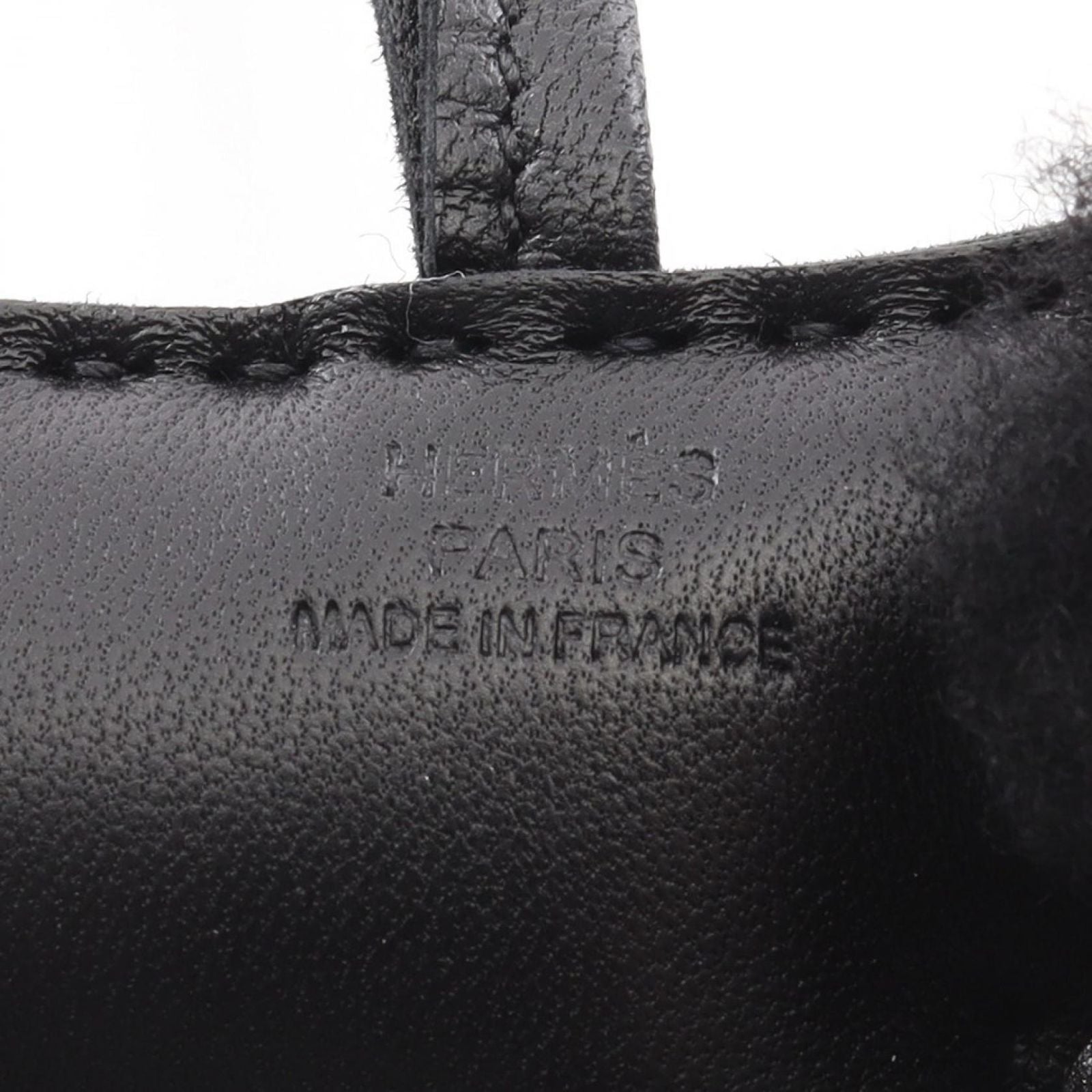 Hermes Charm Buddy Black Shearling Studs Keychain — view 3