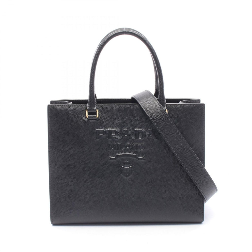 Prada Handbag Saffiano Lux 2-Way Black Leather Luxe