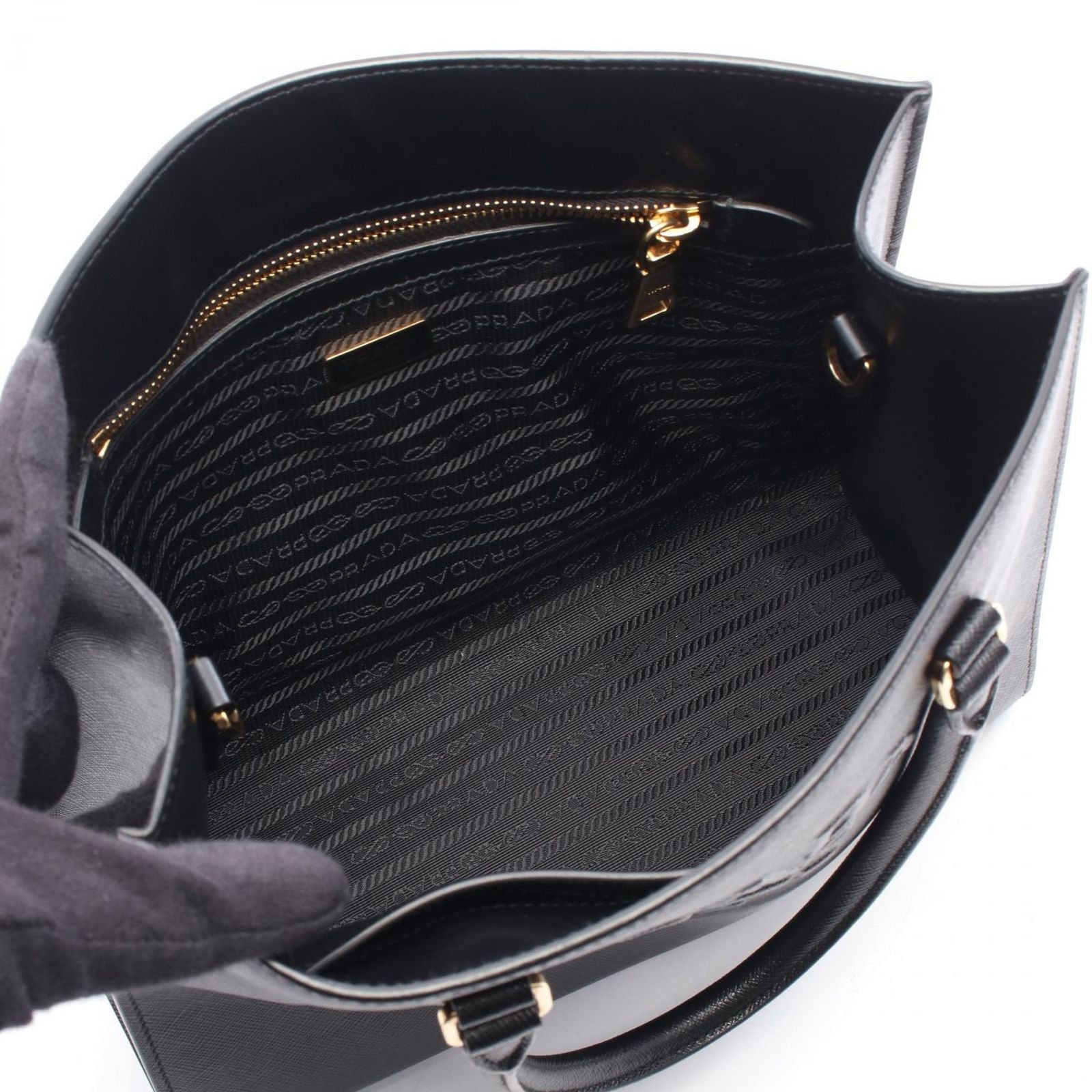 Prada Handbag Saffiano Lux 2-Way Black Leather Luxe — view 3