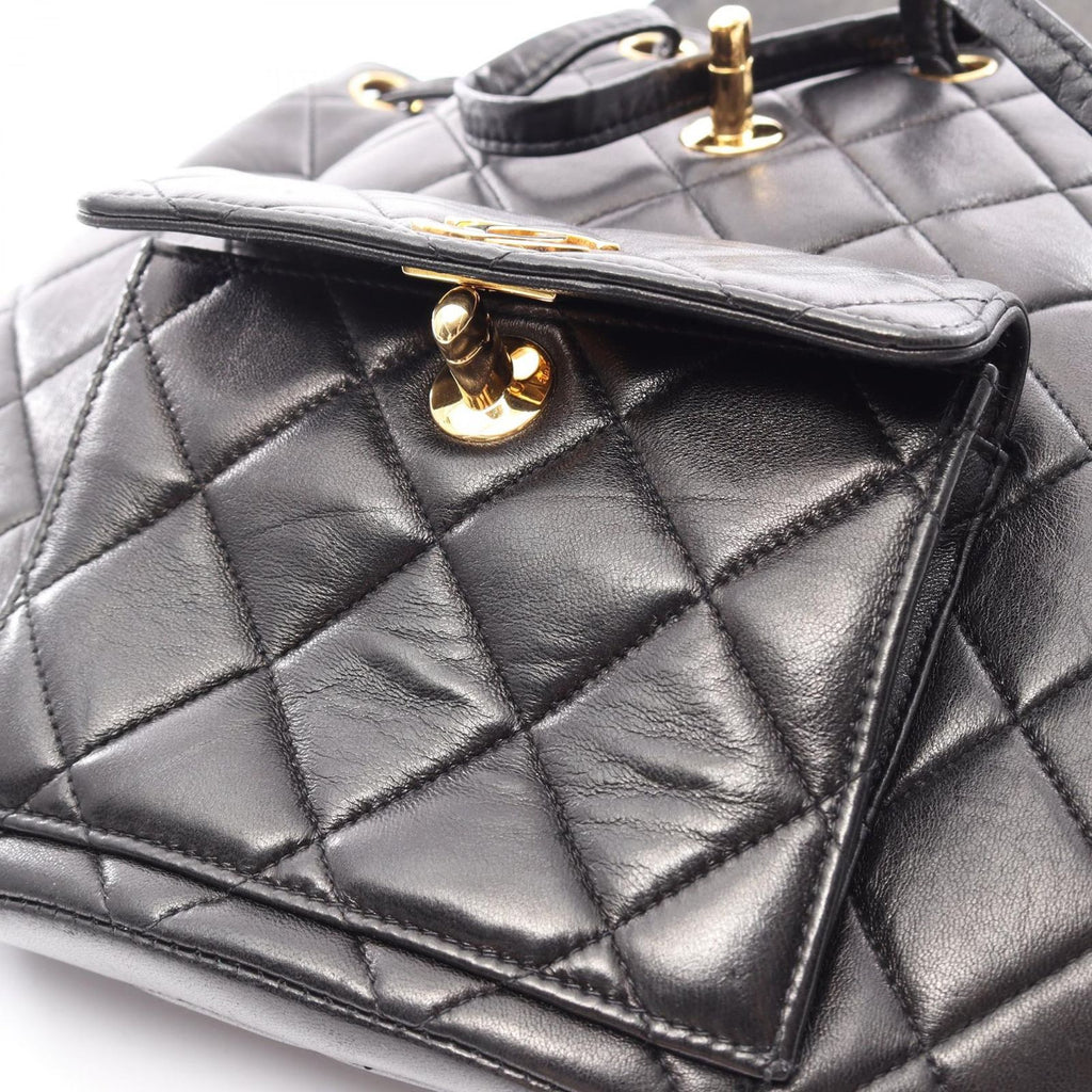 Chanel Backpack Quilted Turnlock Black Lambskin Double — view 8