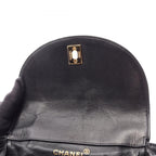 Chanel Backpack Quilted Turnlock Black Lambskin Double — view 6