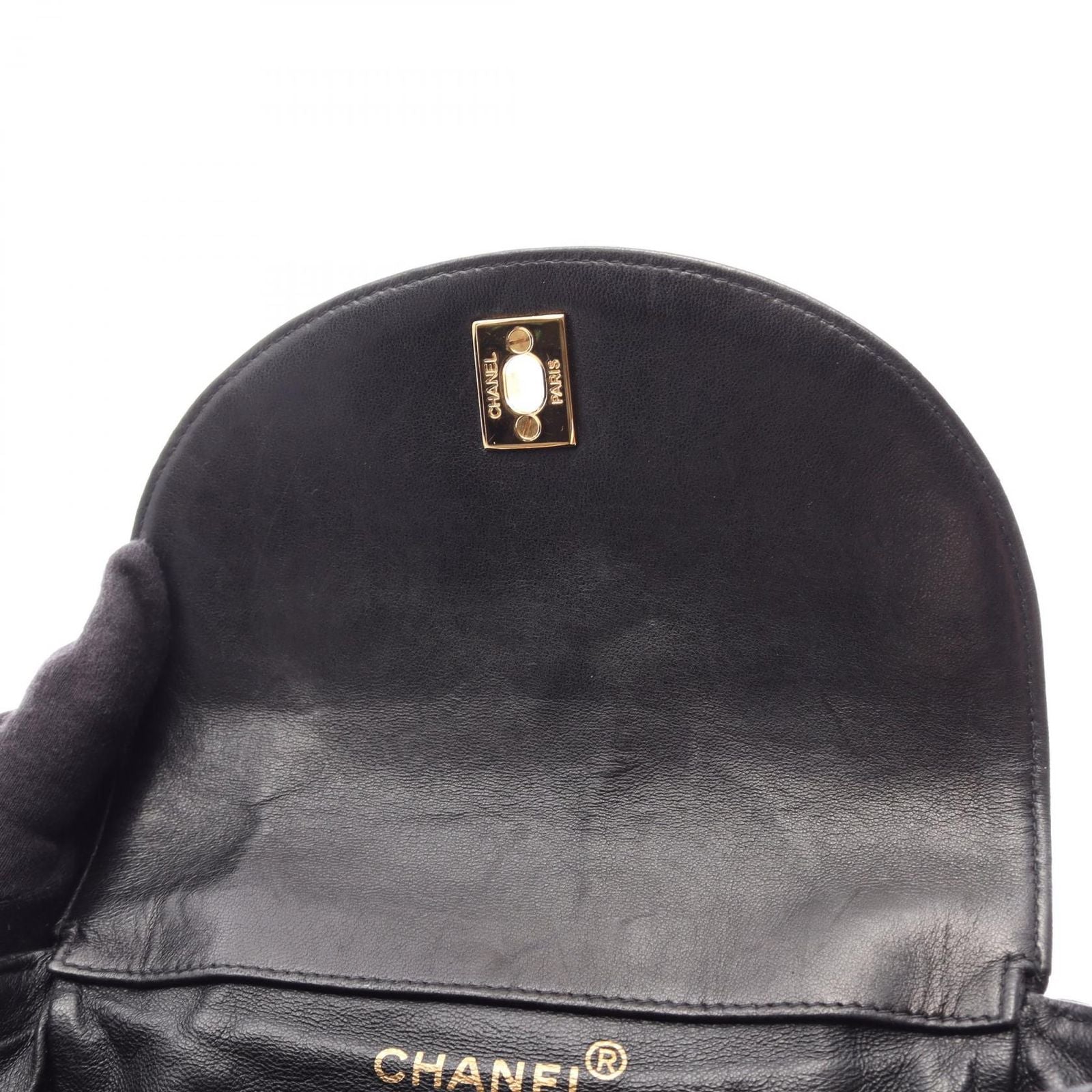 Chanel Backpack Quilted Turnlock Black Lambskin Double — view 6