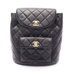 Chanel Backpack Quilted Turnlock Black Lambskin Double