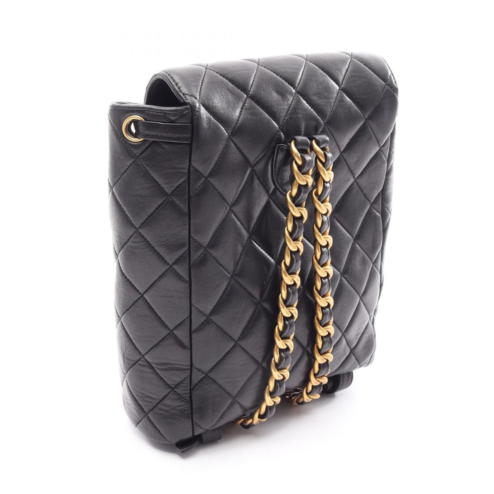 Chanel Backpack Quilted Turnlock Black Lambskin Double — view 2