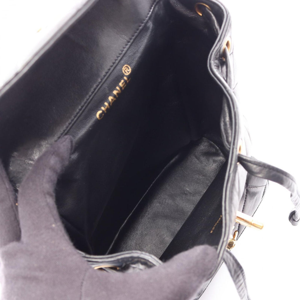 Chanel Backpack Quilted Turnlock Black Lambskin Double — view 3