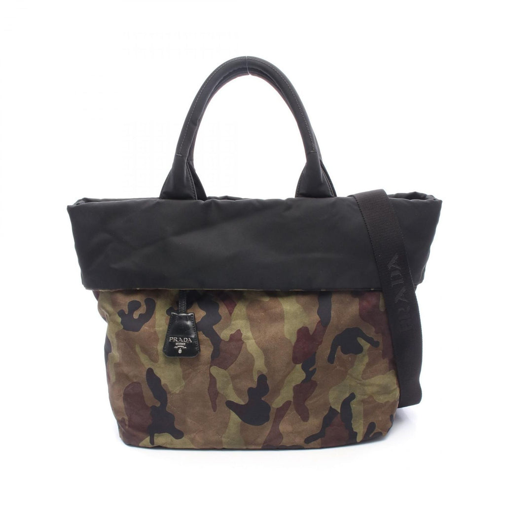 Prada Tote Camouflage Reversible 2-Way Black Nylon