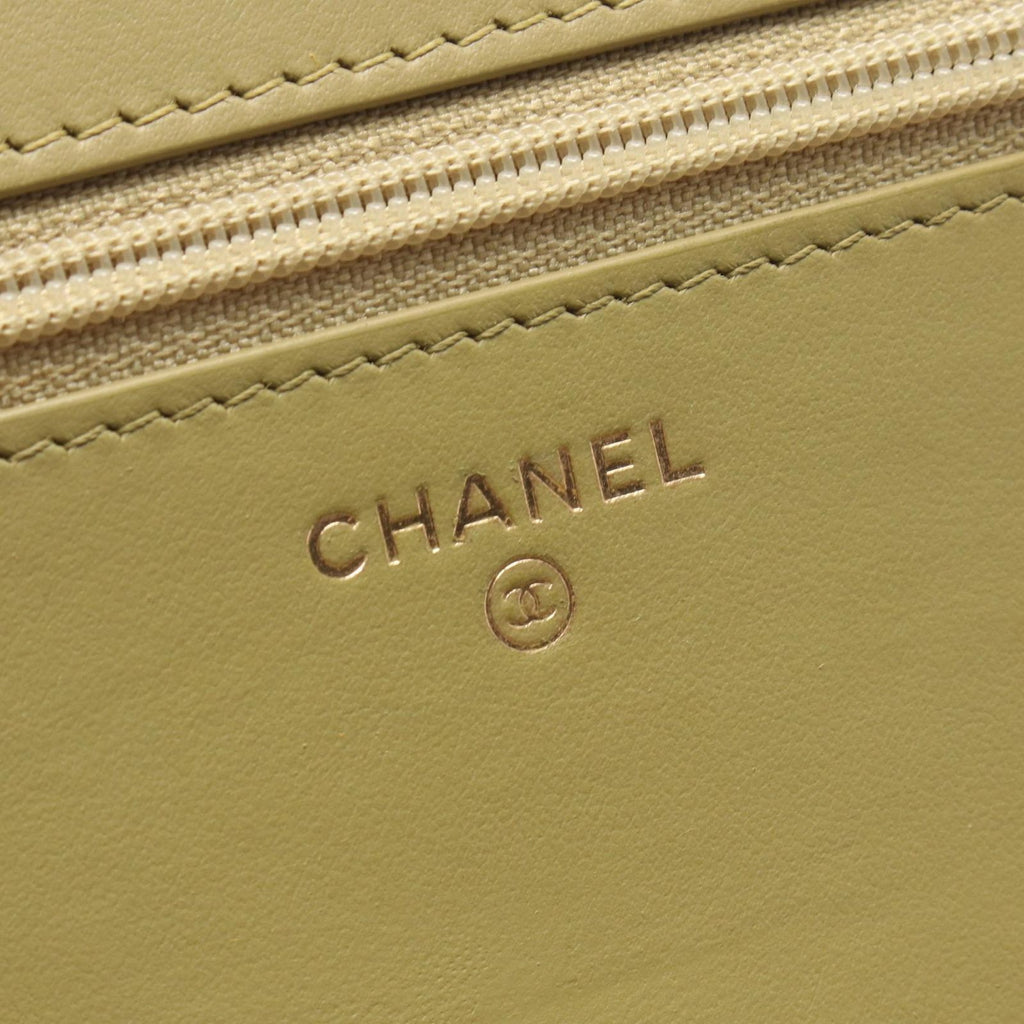 Chanel Shoulder Bag Boy Quilted Yellow Brown Caviar Leather Boy Chain Wallet — view 4