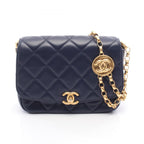 Chanel Shoulder Bag Quilted Small Flap Navy Lambskin Chain