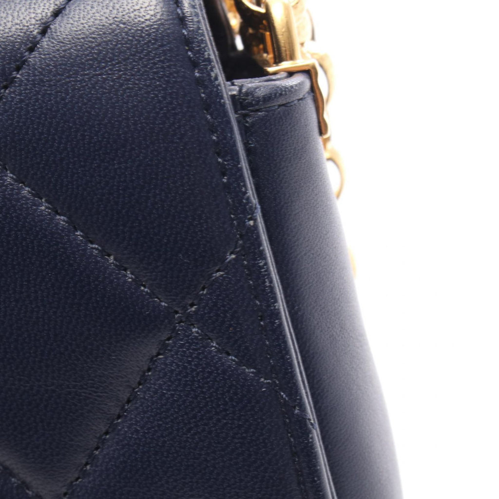 Chanel Shoulder Bag Quilted Small Flap Navy Lambskin Chain — view 9