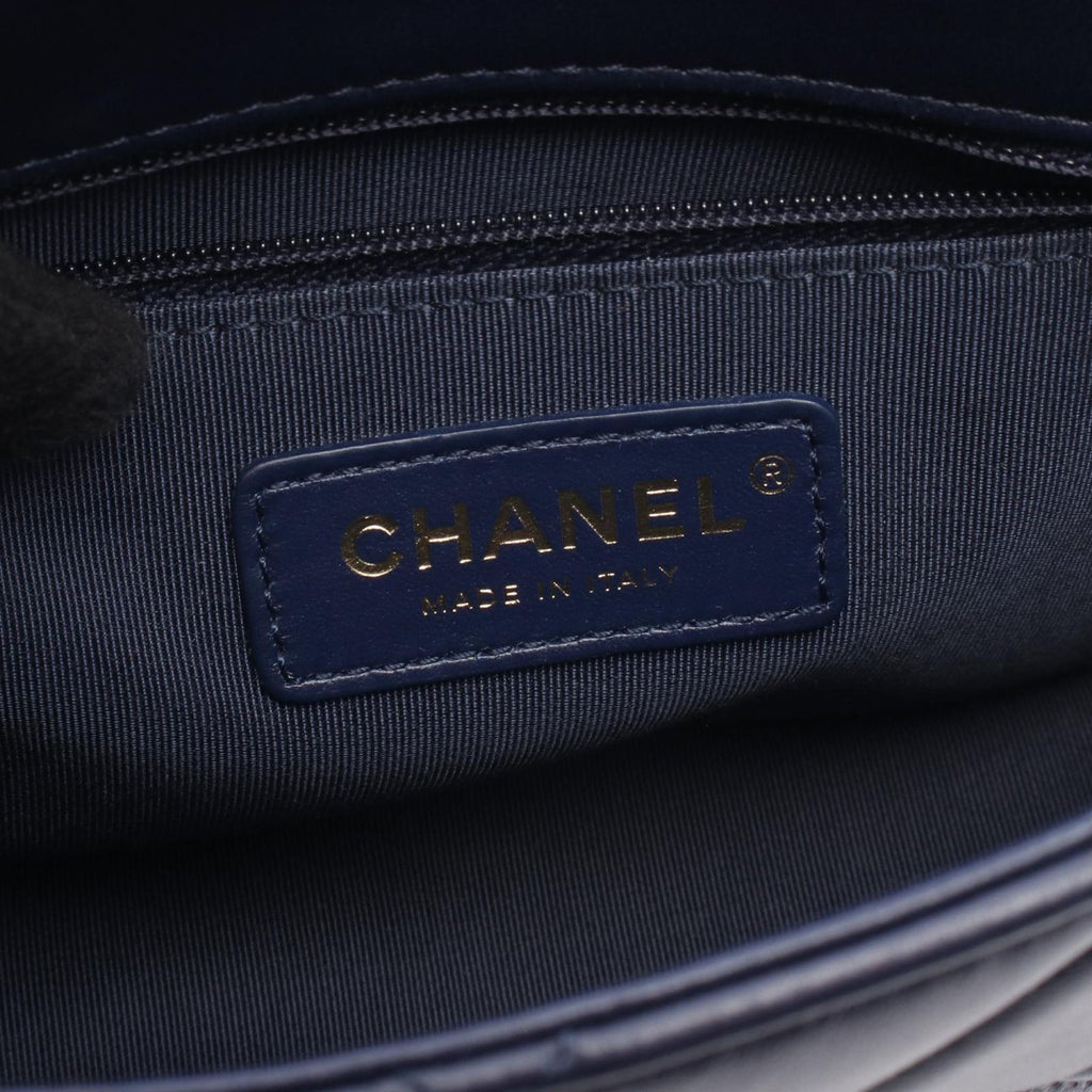 Chanel Shoulder Bag Quilted Small Flap Navy Lambskin Chain — view 4