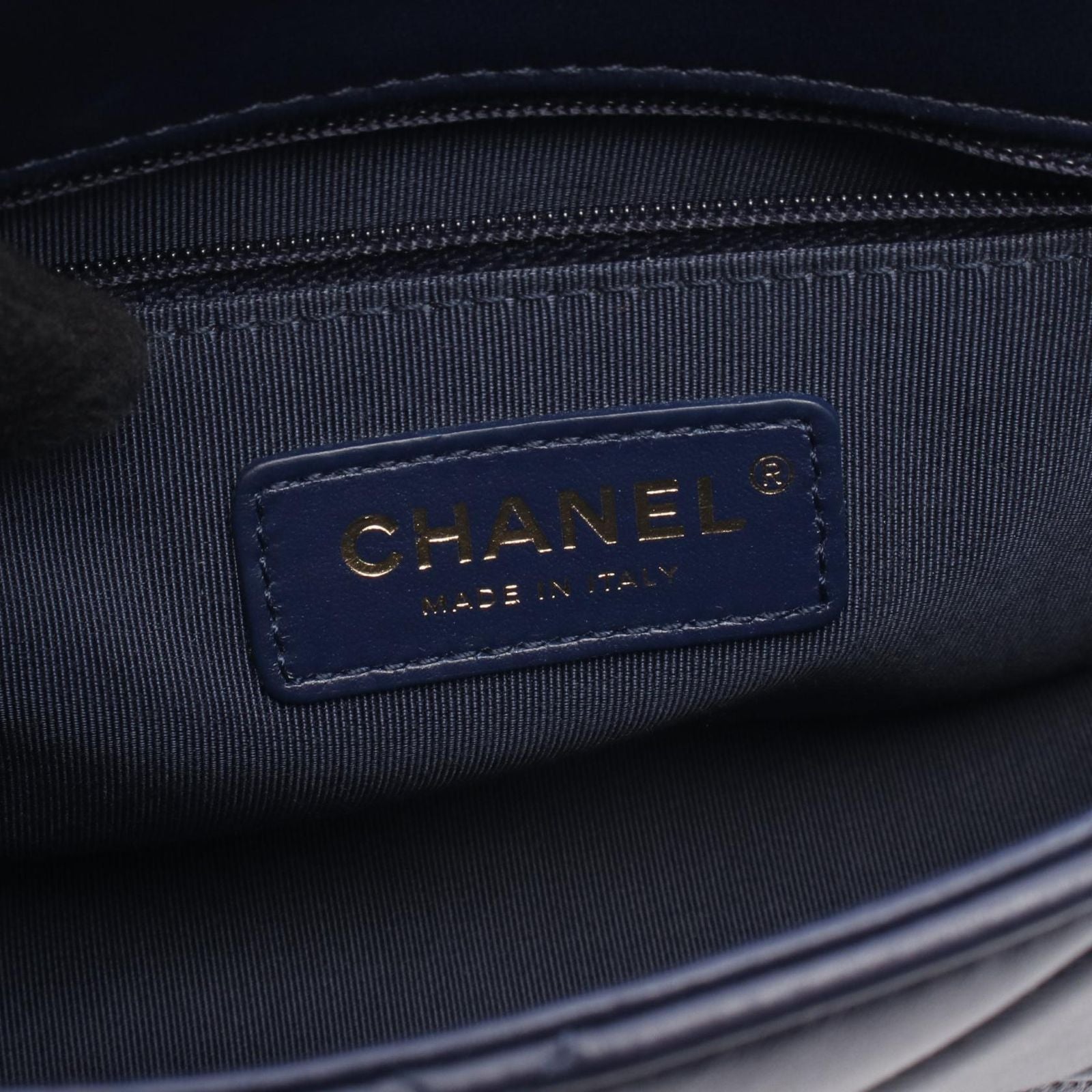Chanel Shoulder Bag Quilted Small Flap Navy Lambskin Chain — view 4