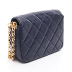 Chanel Shoulder Bag Quilted Small Flap Navy Lambskin Chain — view 2