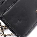 Chanel Shoulder Bag Quilted Icon Charm Black Lambskin Chain Wallet — view 6