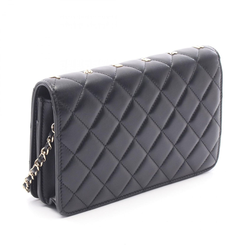 Chanel Shoulder Bag Quilted Icon Charm Black Lambskin Chain Wallet — view 2