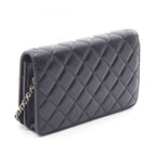 Chanel Shoulder Bag Quilted Icon Charm Black Lambskin Chain Wallet — view 2