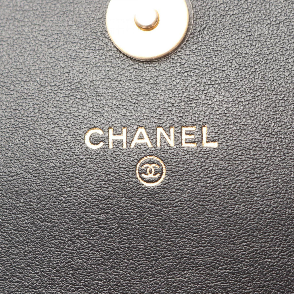 Chanel Shoulder Bag Quilted Black Leather Chain Wallet — view 4