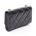 Chanel Shoulder Bag Quilted Black Leather Chain Wallet — view 2