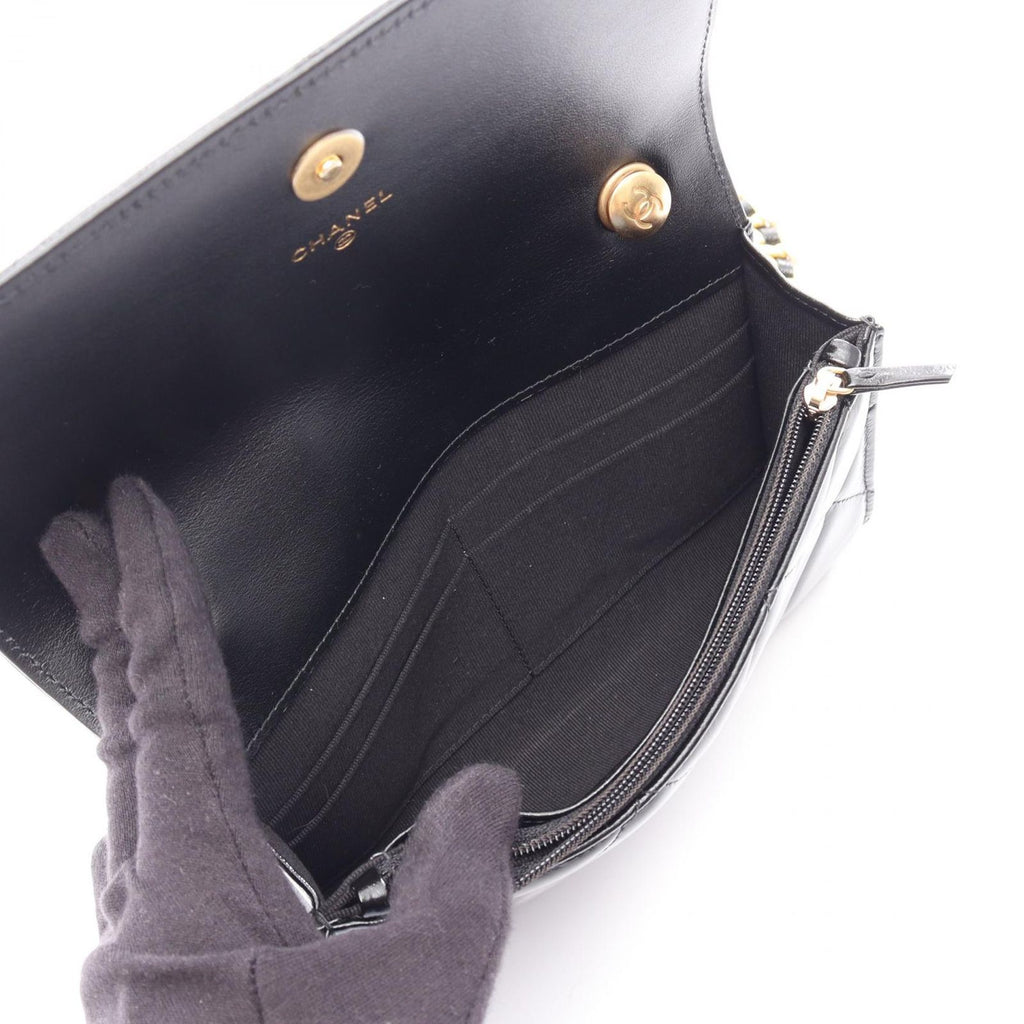 Chanel Shoulder Bag Quilted Black Leather Chain Wallet — view 3