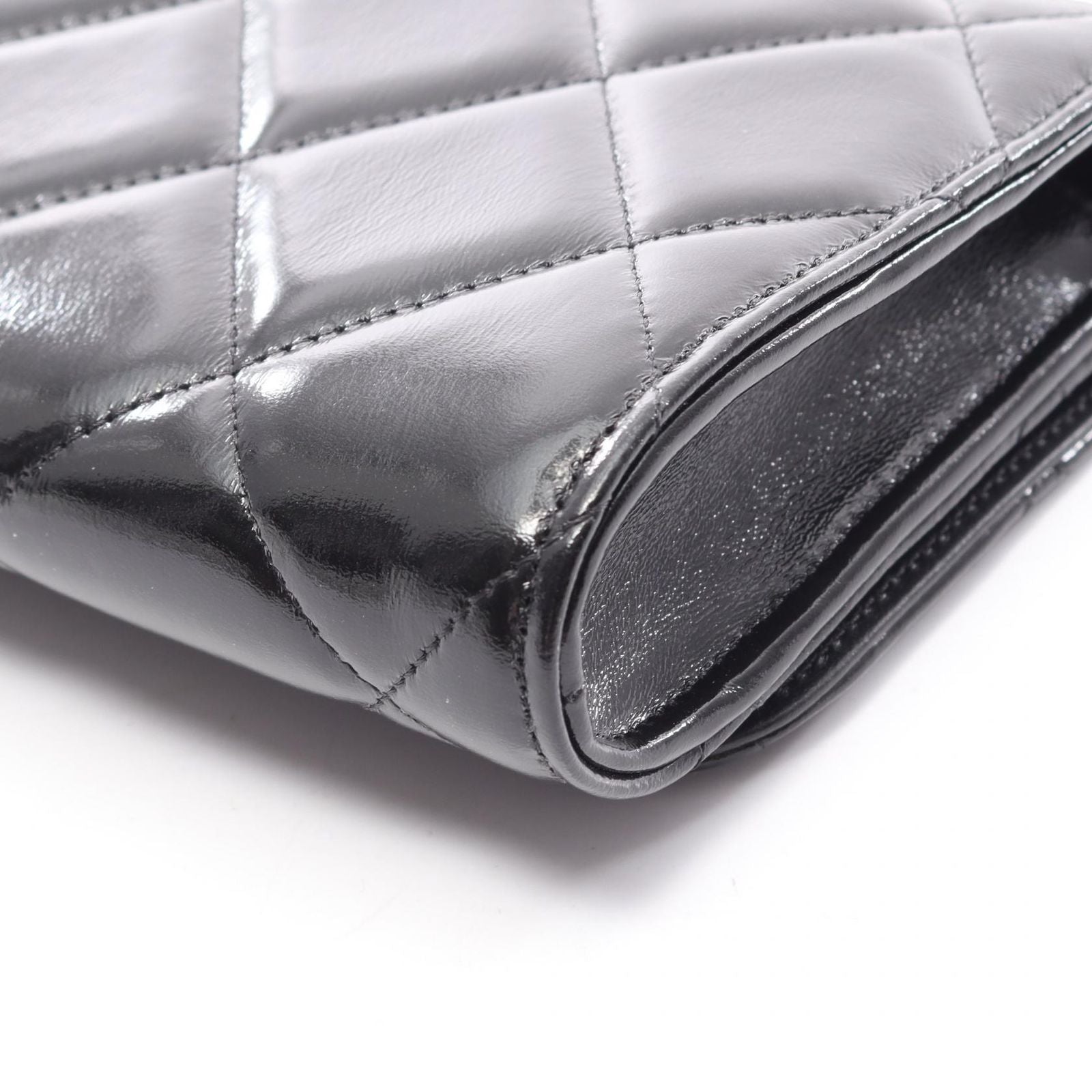 Chanel Shoulder Bag Quilted Black Leather Chain Wallet — view 6