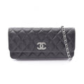 Chanel Shoulder Bag Quilted Black Caviar Leather Chain