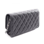 Chanel Shoulder Bag Quilted Black Caviar Leather Chain — view 2