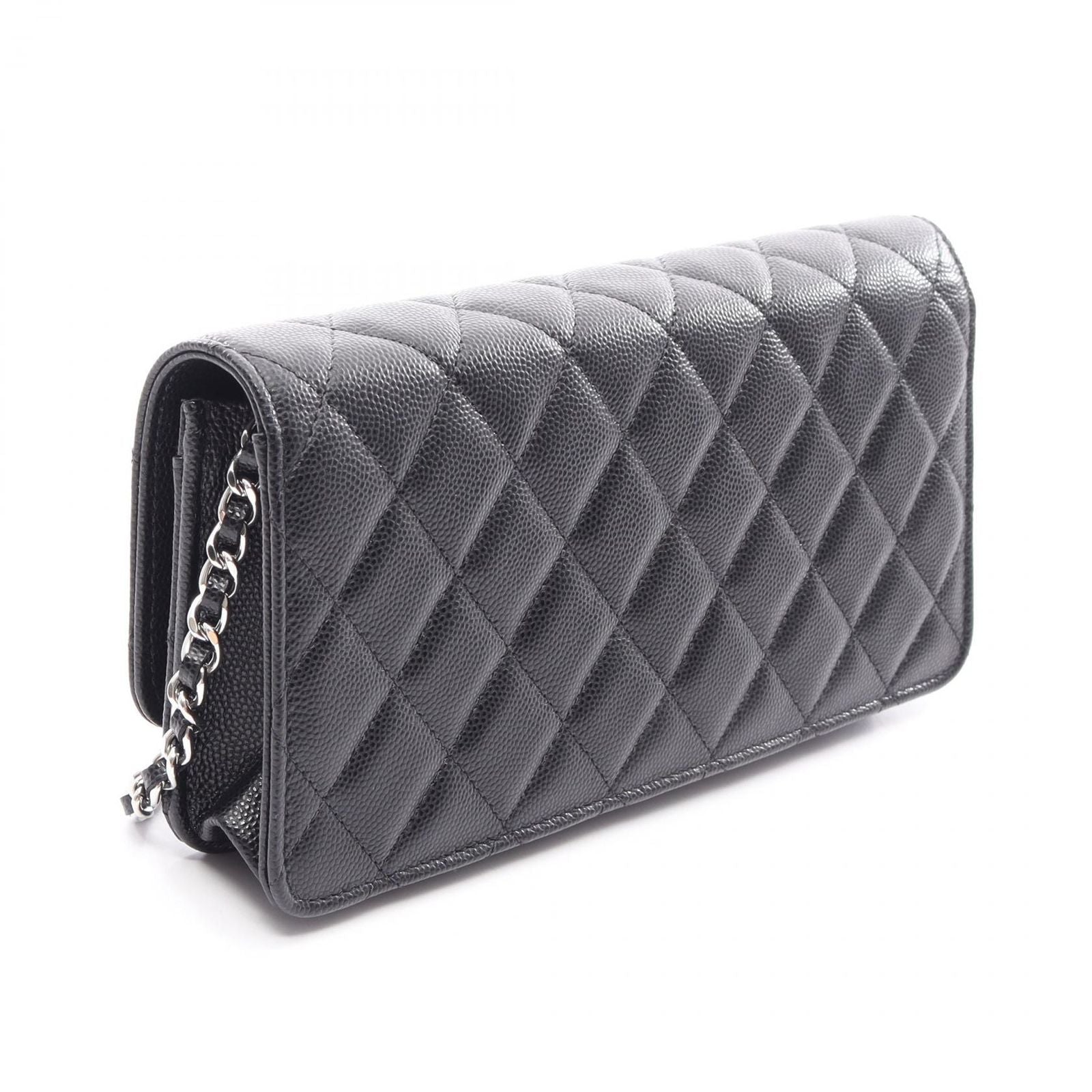 Chanel Shoulder Bag Quilted Black Caviar Leather Chain — view 2