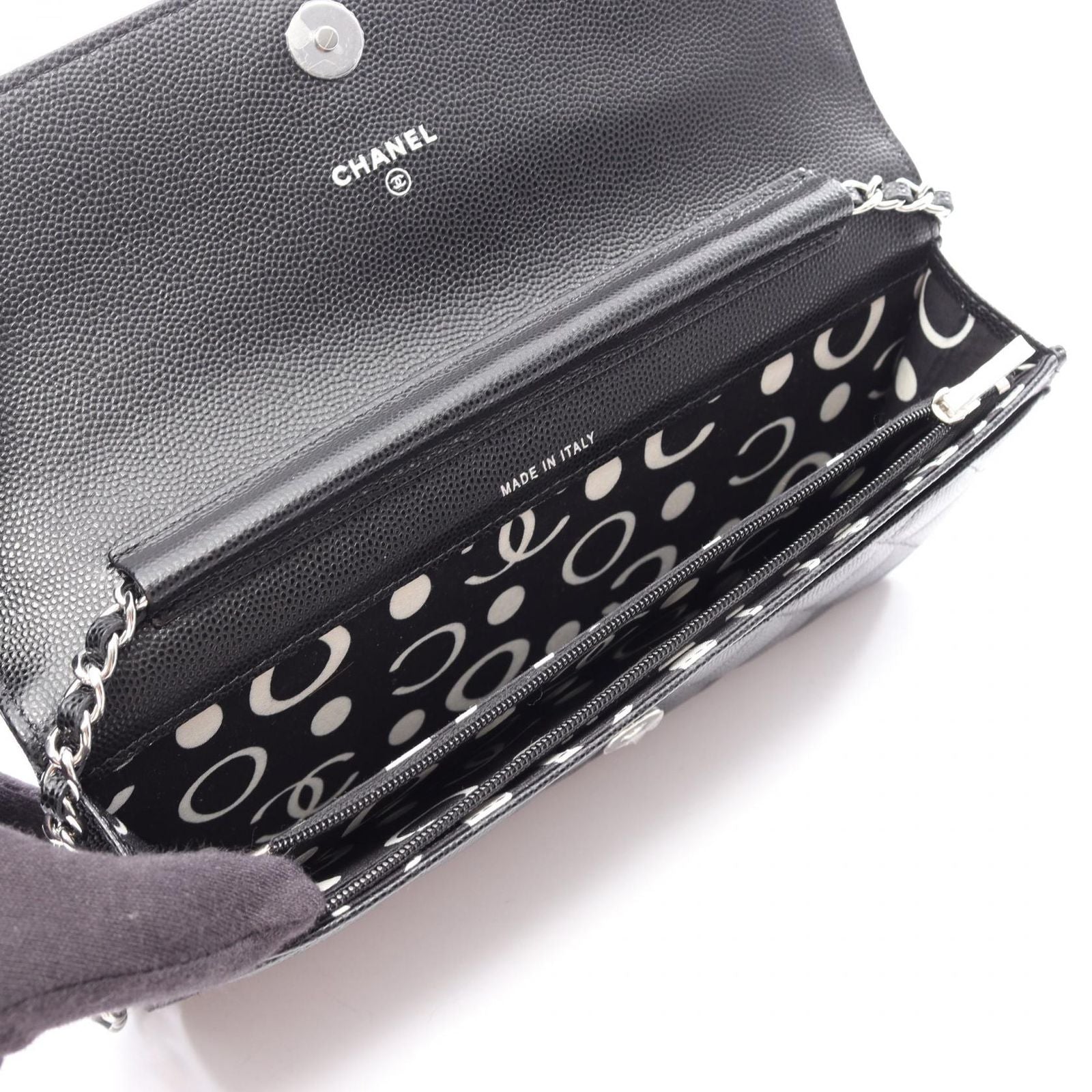 Chanel Shoulder Bag Quilted Black Caviar Leather Chain — view 3