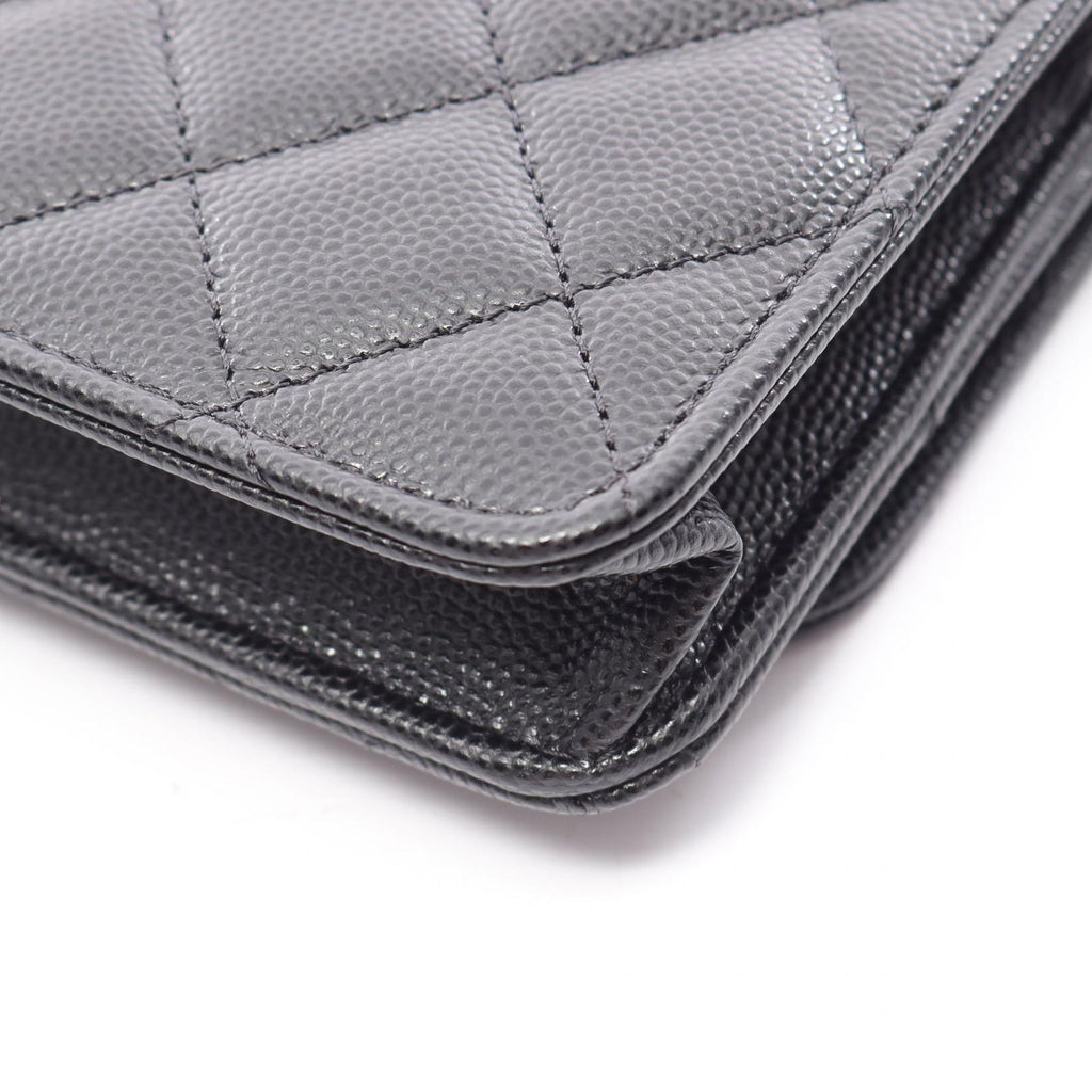 Chanel Shoulder Bag Quilted Black Caviar Leather Chain — view 6