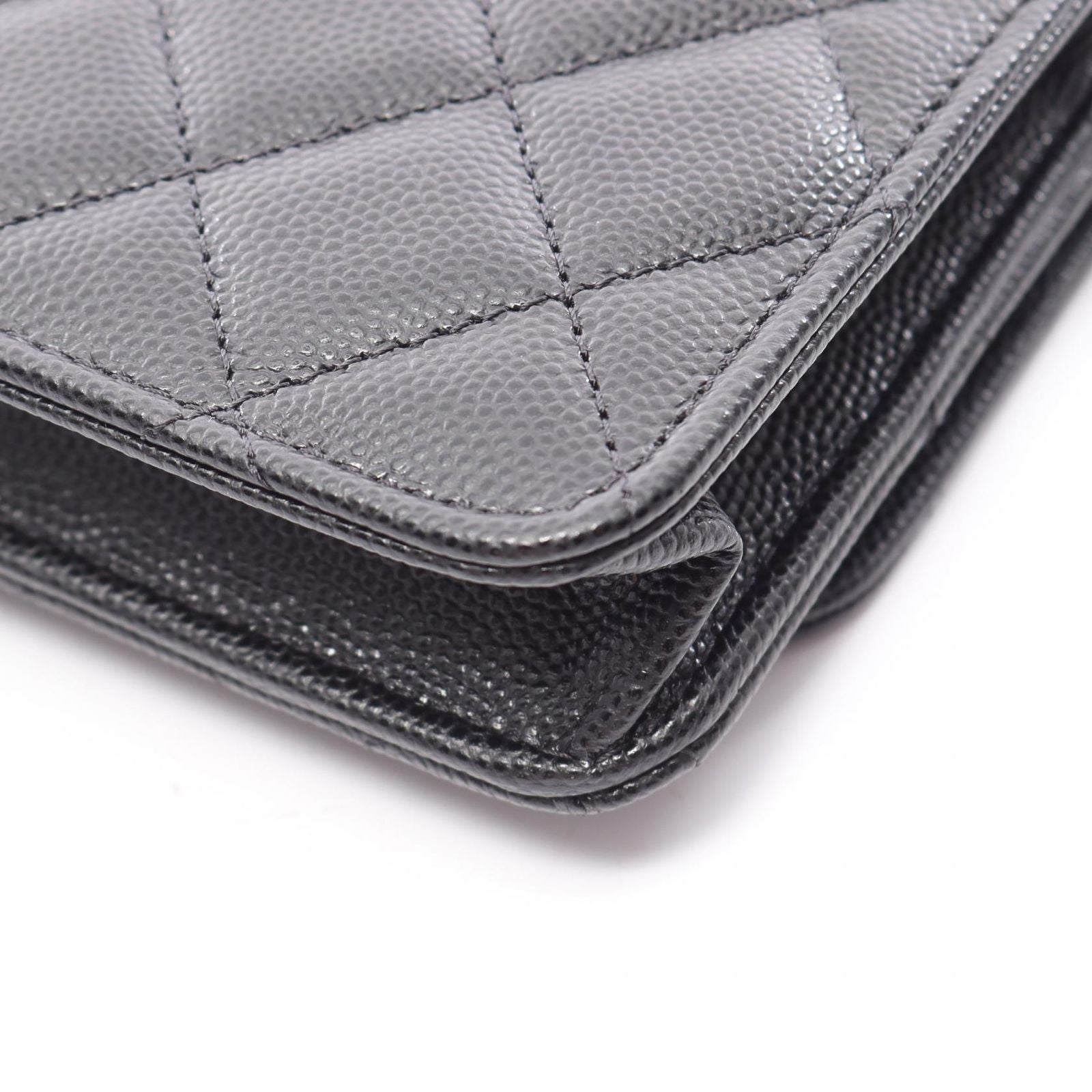 Chanel Shoulder Bag Quilted Black Caviar Leather Chain — view 6