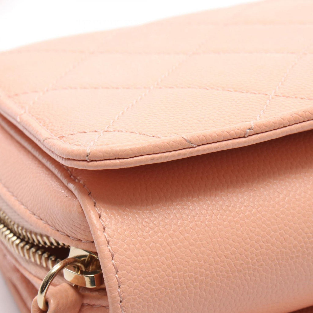Chanel Shoulder Bag Quilted Small Flap Salmon Pink Caviar Leather Chain — view 7
