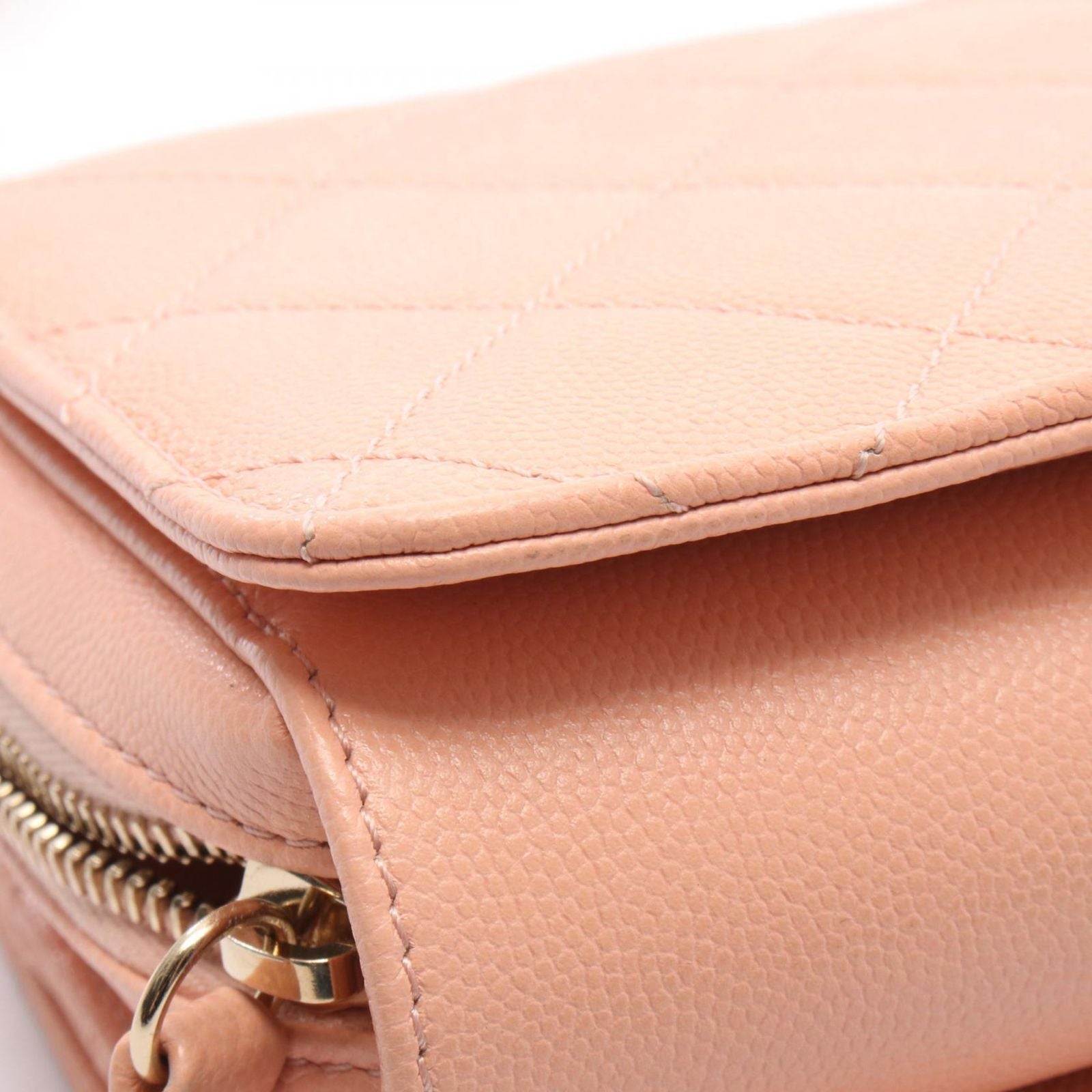 Chanel Shoulder Bag Quilted Small Flap Salmon Pink Caviar Leather Chain — view 7