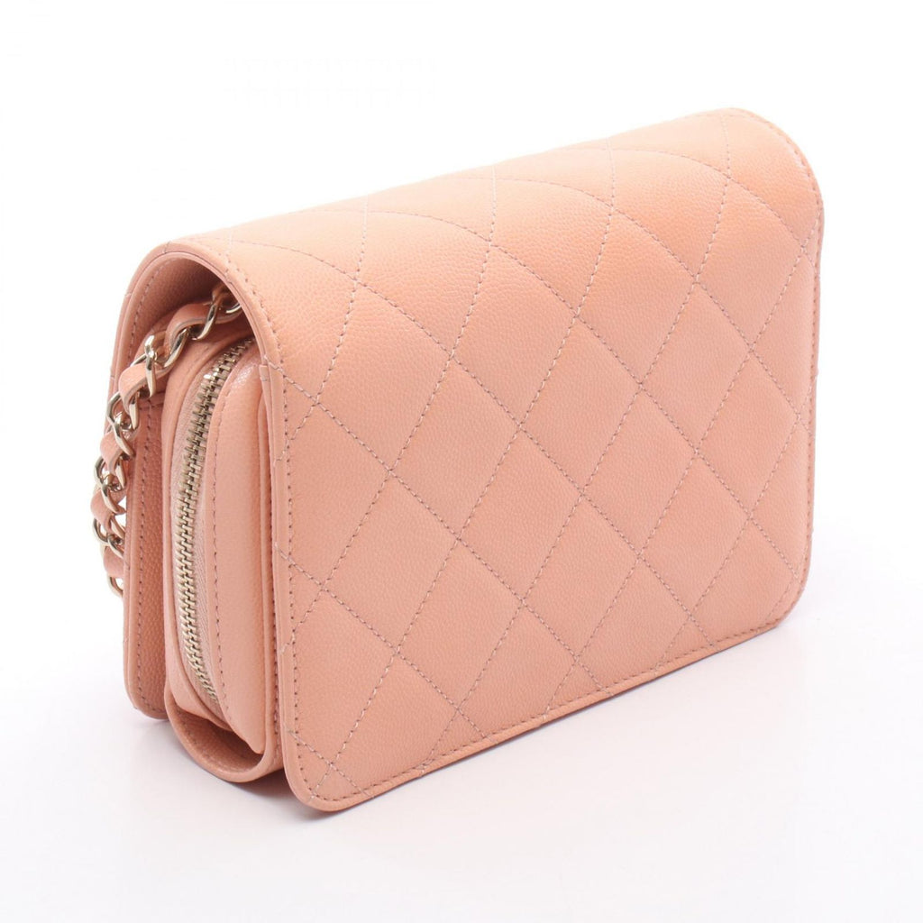 Chanel Shoulder Bag Quilted Small Flap Salmon Pink Caviar Leather Chain — view 2