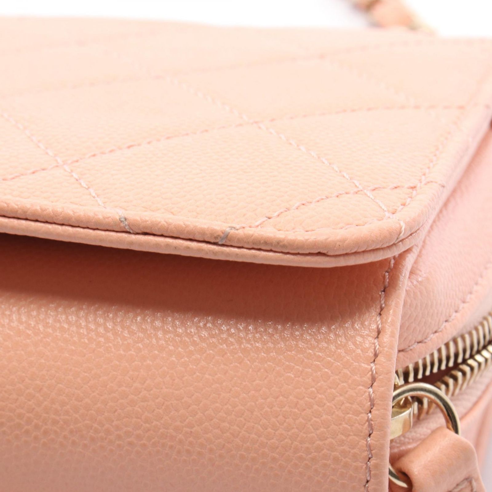 Chanel Shoulder Bag Quilted Small Flap Salmon Pink Caviar Leather Chain — view 8