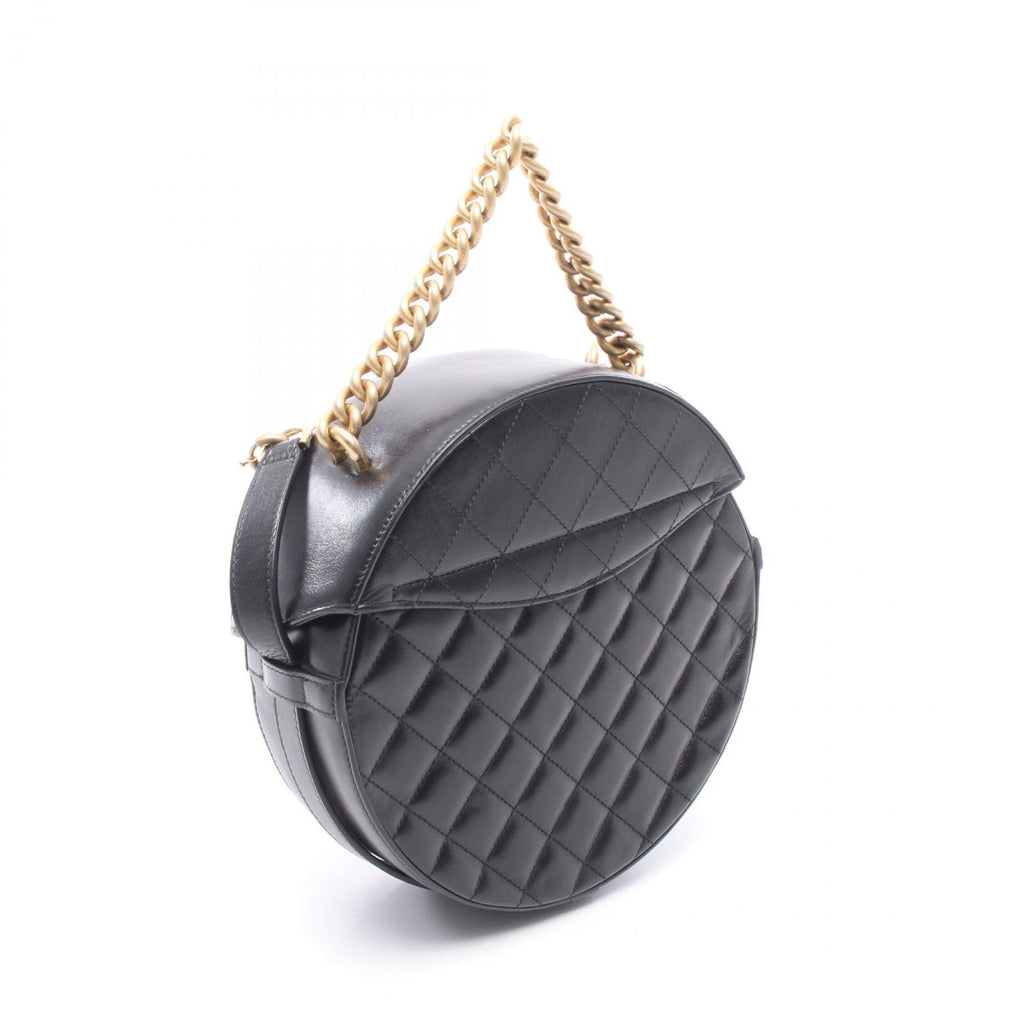 Chanel Handbag Quilted Round Chain Shoulder Black Leather — view 2