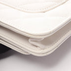 Chanel Shoulder Bag Quilted White Caviar Leather Chain Wallet — view 7