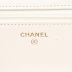 Chanel Shoulder Bag Quilted White Caviar Leather Chain Wallet — view 5