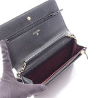 Chanel Shoulder Bag Quilted Black Caviar Leather Chain Wallet — view 3