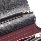 Chanel Shoulder Bag Quilted Black Caviar Leather Chain Wallet — view 8
