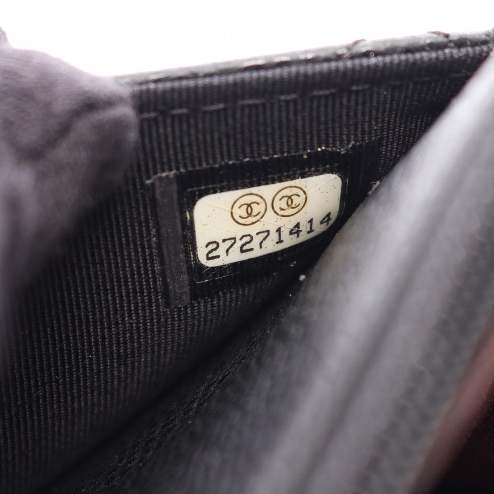 Chanel Shoulder Bag Quilted Black Caviar Leather Chain Wallet — view 6