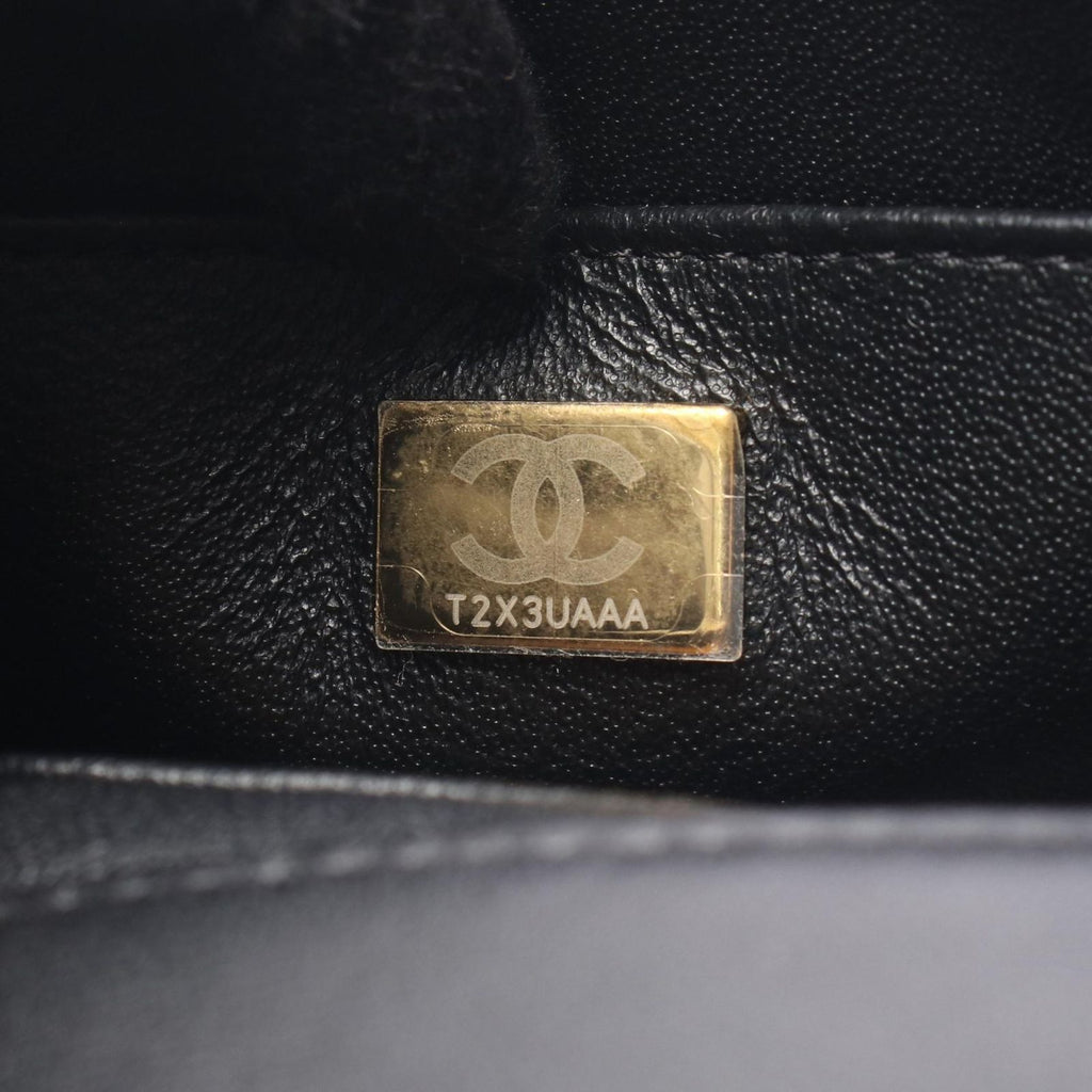 Chanel Shoulder Bag Quilted Black Lambskin Crystal Coco Mini Chain — view 5