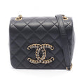 Chanel Shoulder Bag Quilted Black Lambskin Crystal Coco Mini Chain