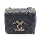 Chanel Shoulder Bag Quilted Black Lambskin Crystal Coco Mini Chain