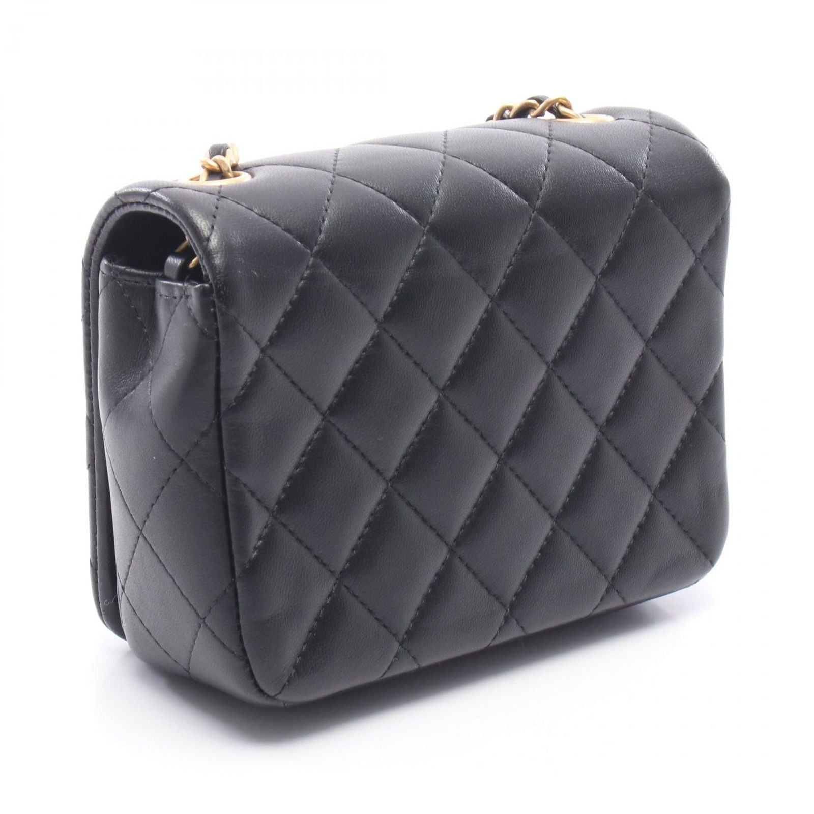 Chanel Shoulder Bag Quilted Black Lambskin Crystal Coco Mini Chain — view 2